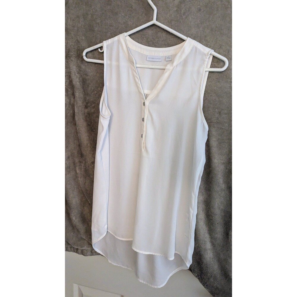 New York & co sleeveless sheer top off white small